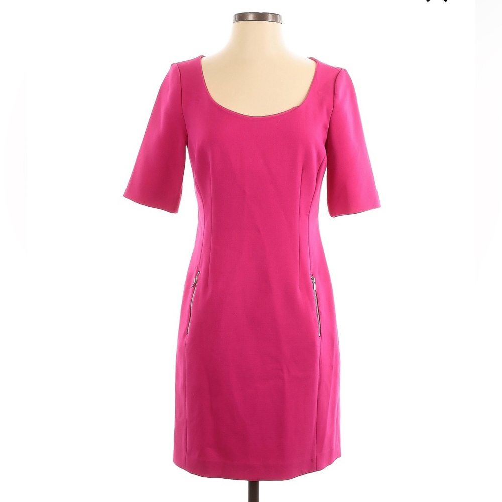 Ann Taylor Pink Sheath Mini Dress Scoop Neck Short Sleeve